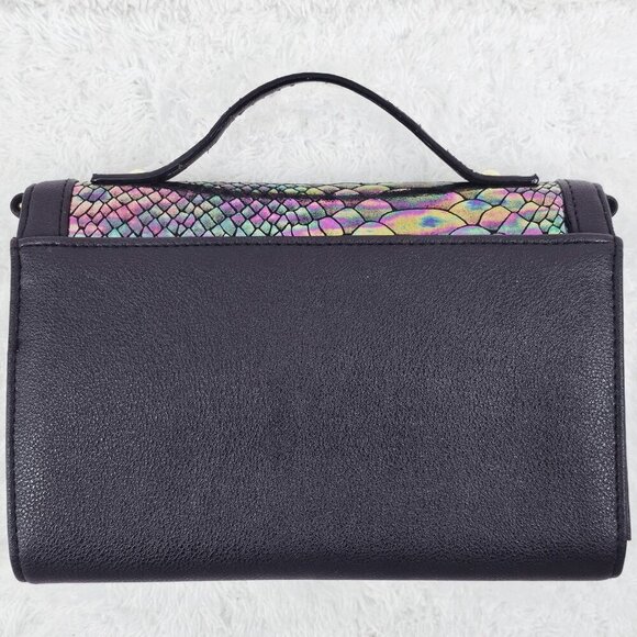 JUICY COUTURE Black PVC Leather Faux Snakeskin Organizer Crossbody Top Handle - Picture 4 of 14